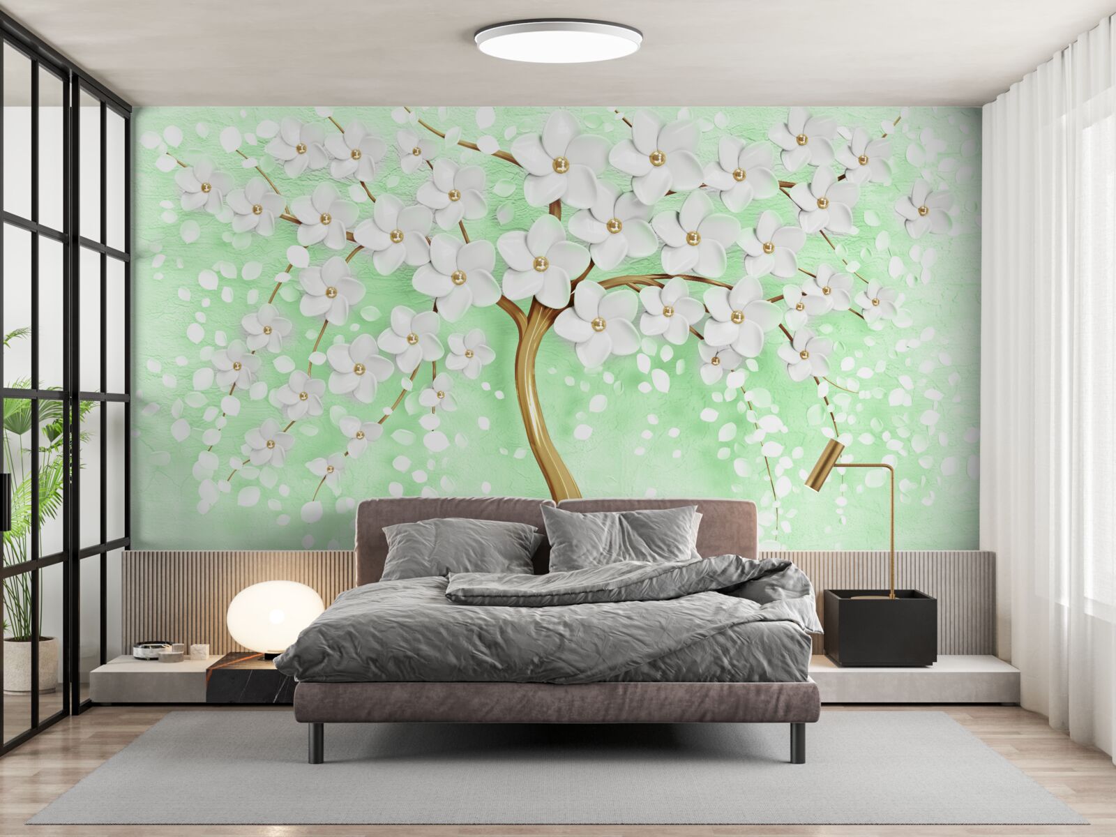 Фотошпалери Білосніжна вишня в літньому саду