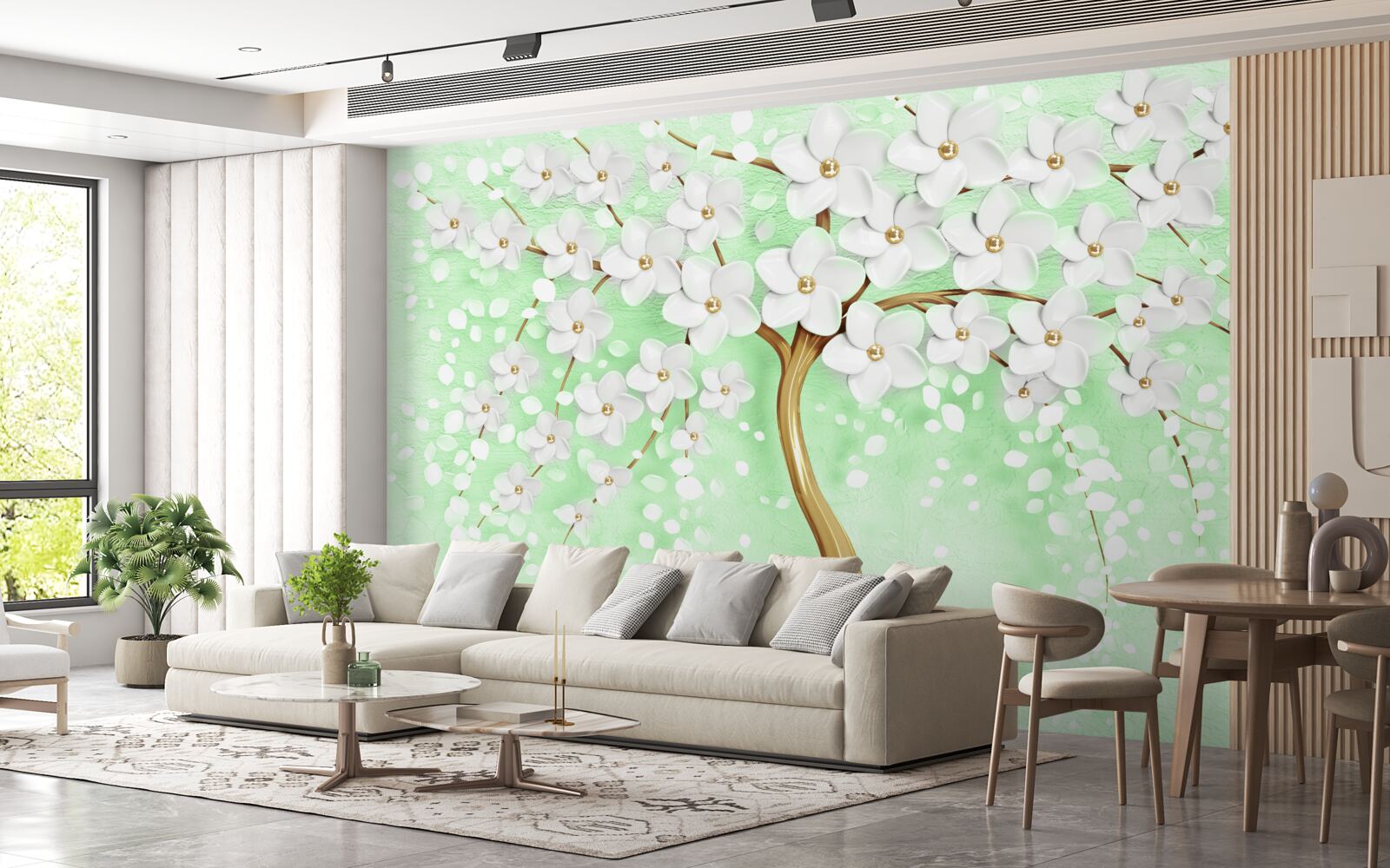 Фотошпалери Білосніжна вишня в літньому саду