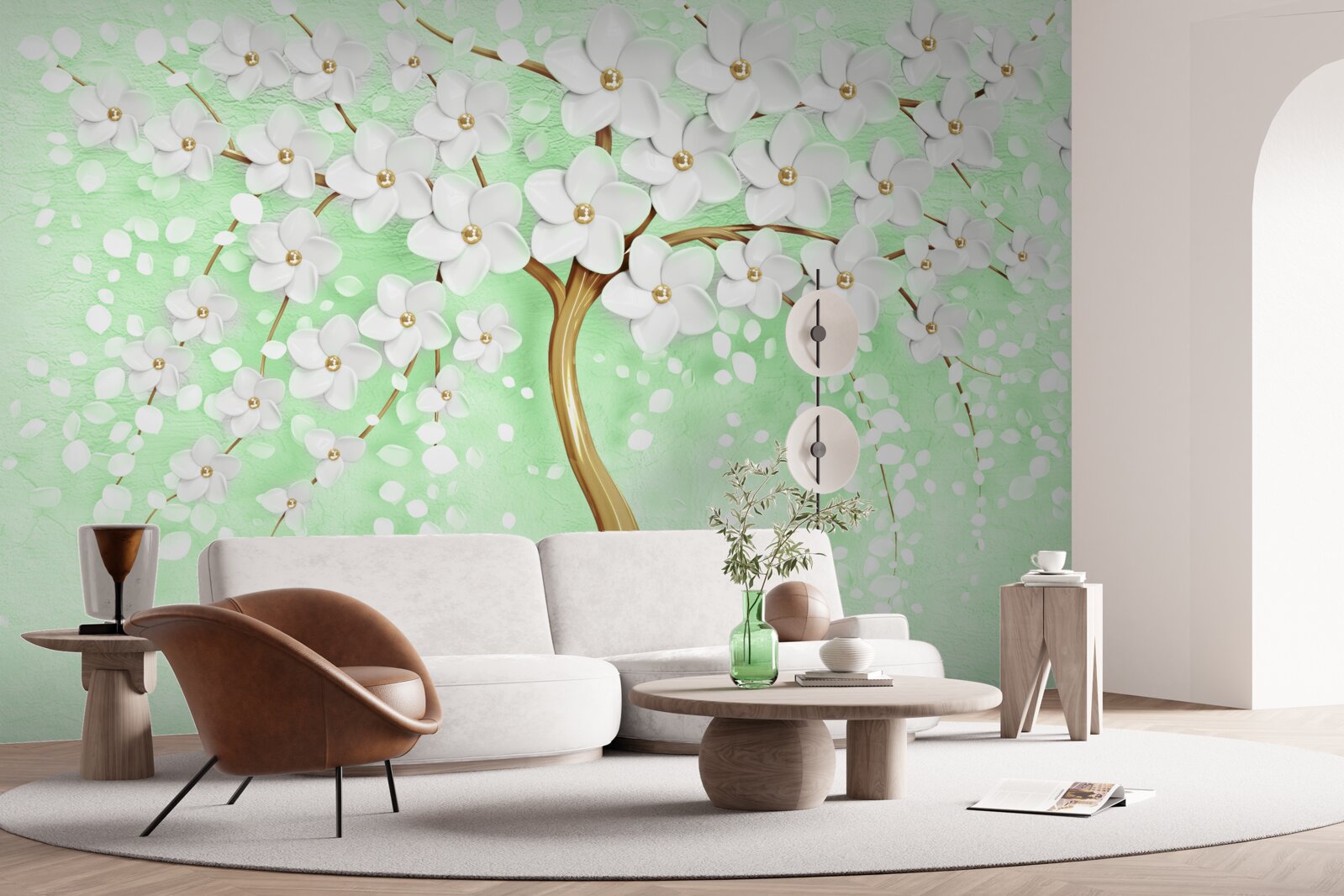 Фотошпалери Білосніжна вишня в літньому саду