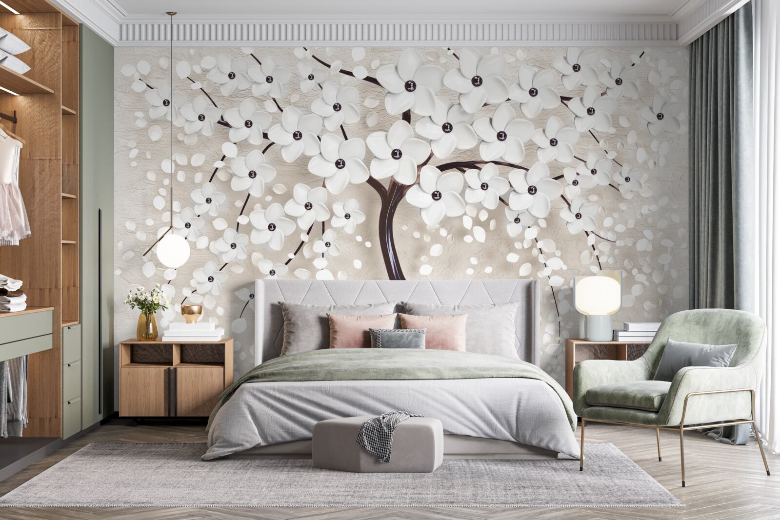 Фотошпалери розкішне біле дерево в розквіті сил