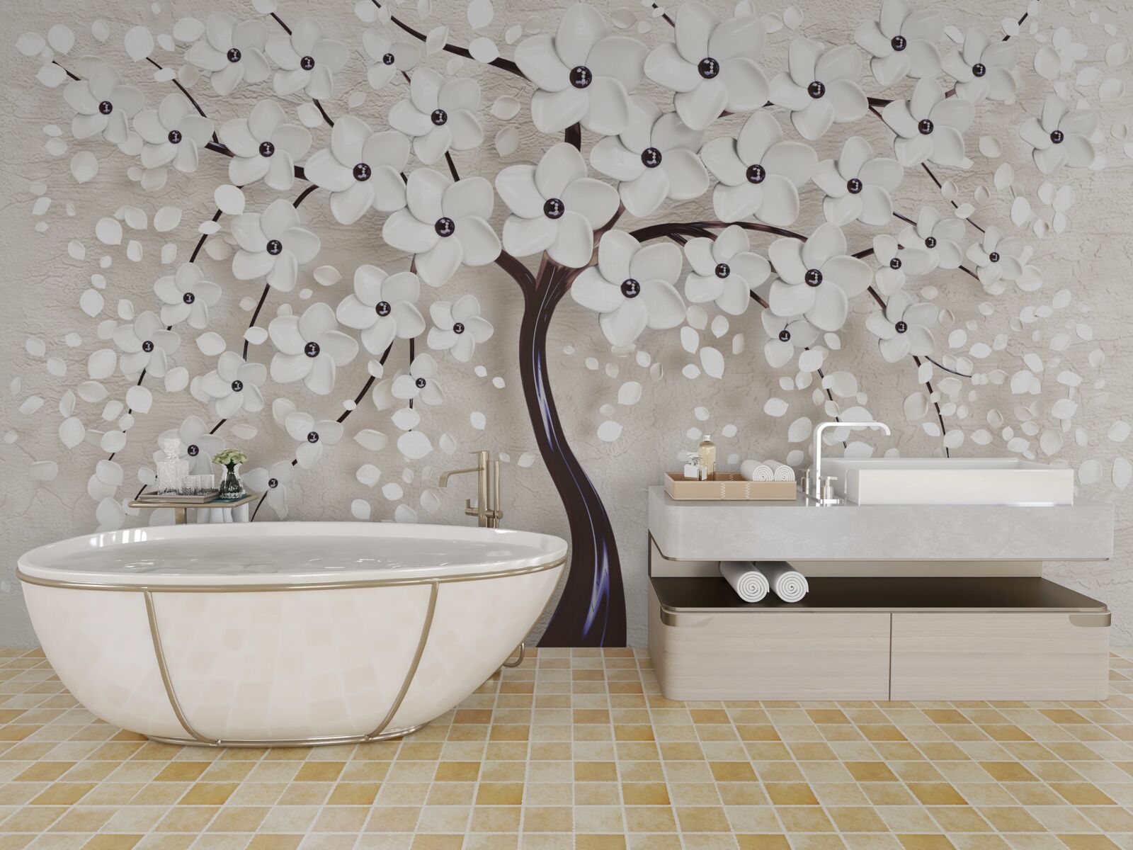 Фотошпалери розкішне біле дерево в розквіті сил