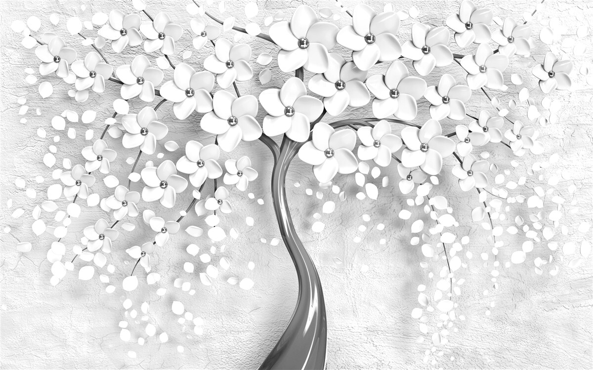 Фотошпалери струнке дерево, що розквітло