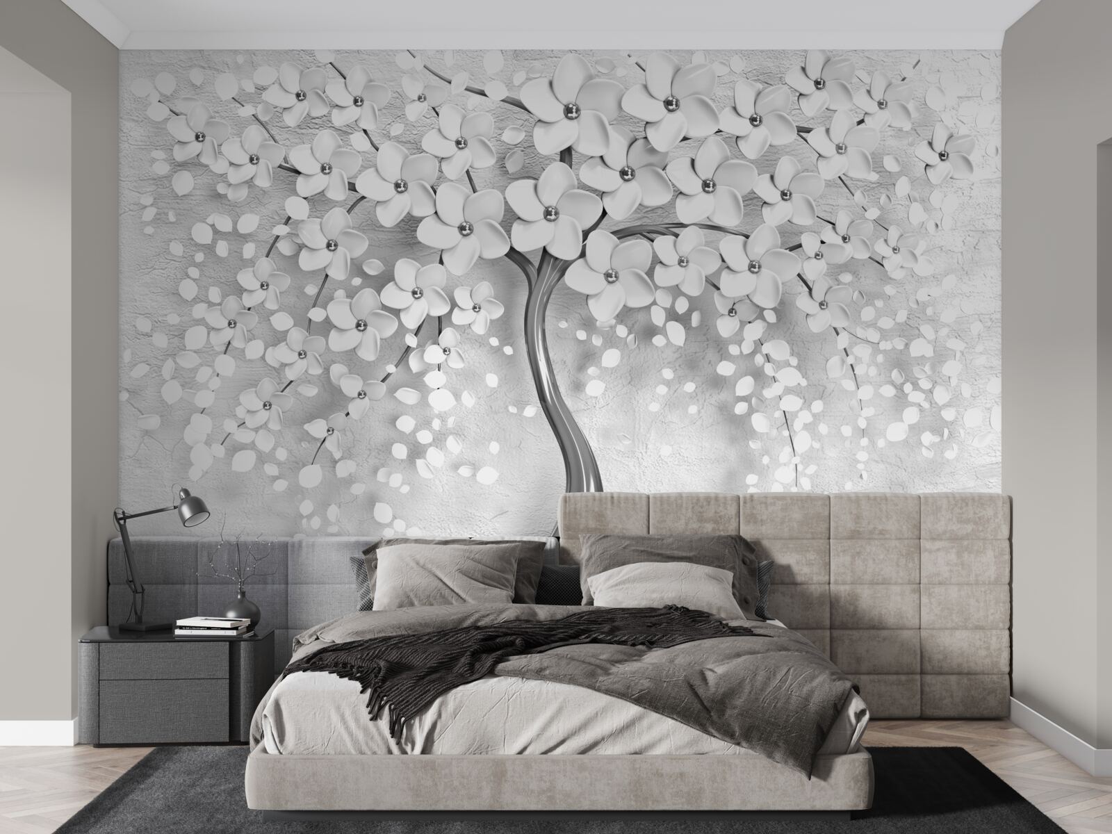 Фотошпалери струнке дерево, що розквітло