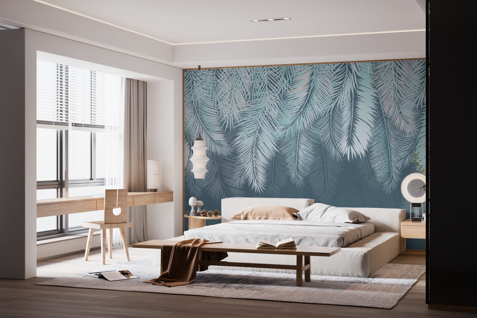 Фотошпалери листя світло-зелене з кінчиками, спрямованими вниз