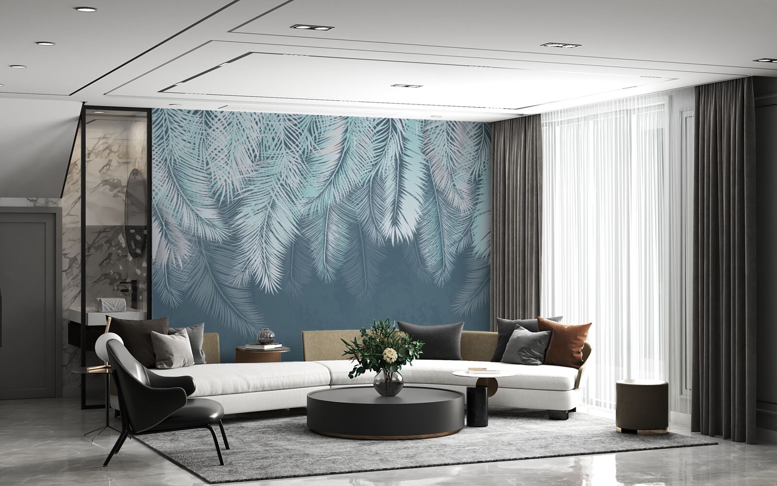 Фотошпалери листя світло-зелене з кінчиками, спрямованими вниз