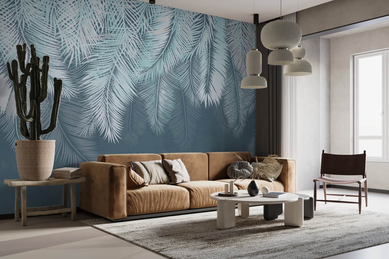 Фотошпалери листя світло-зелене з кінчиками, спрямованими вниз