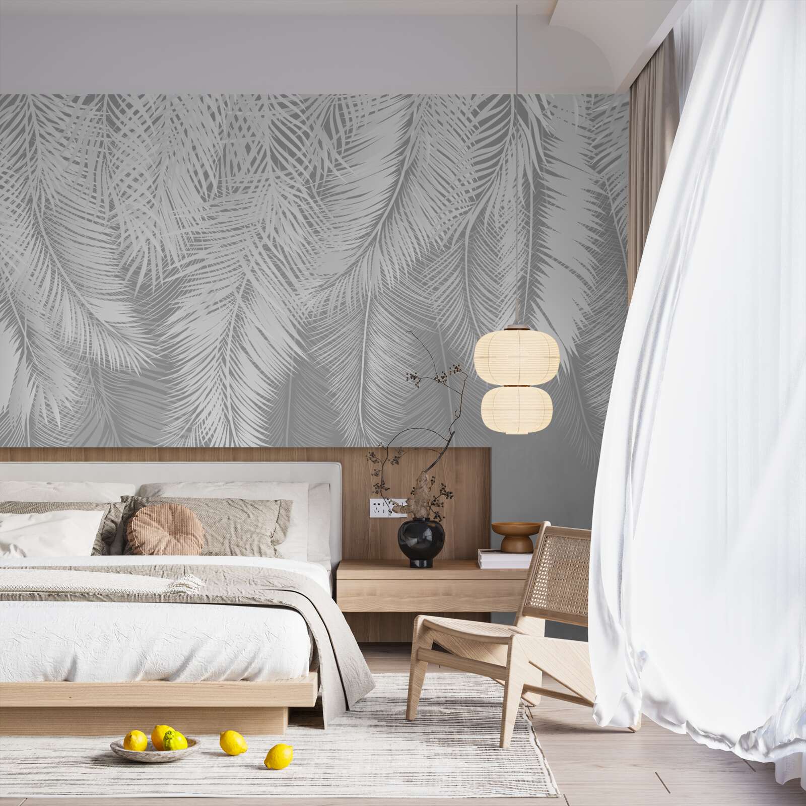 Фотошпалери густе біле пір'я, що розноситься вітром