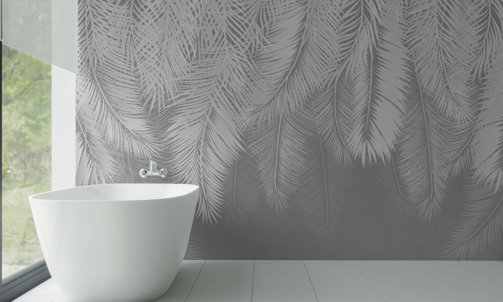 Фотошпалери густе біле пір'я, що розноситься вітром