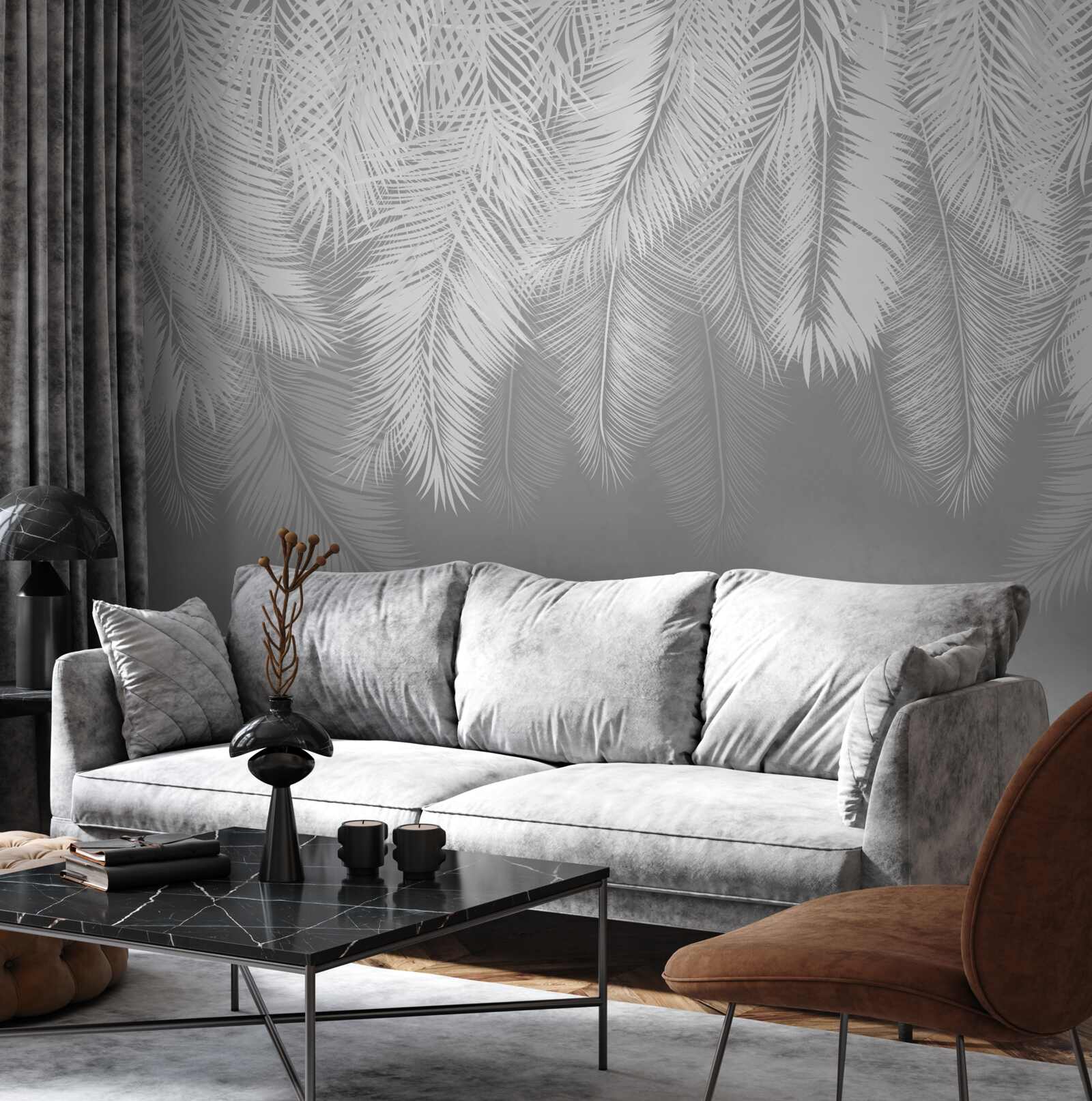 Фотошпалери густе біле пір'я, що розноситься вітром