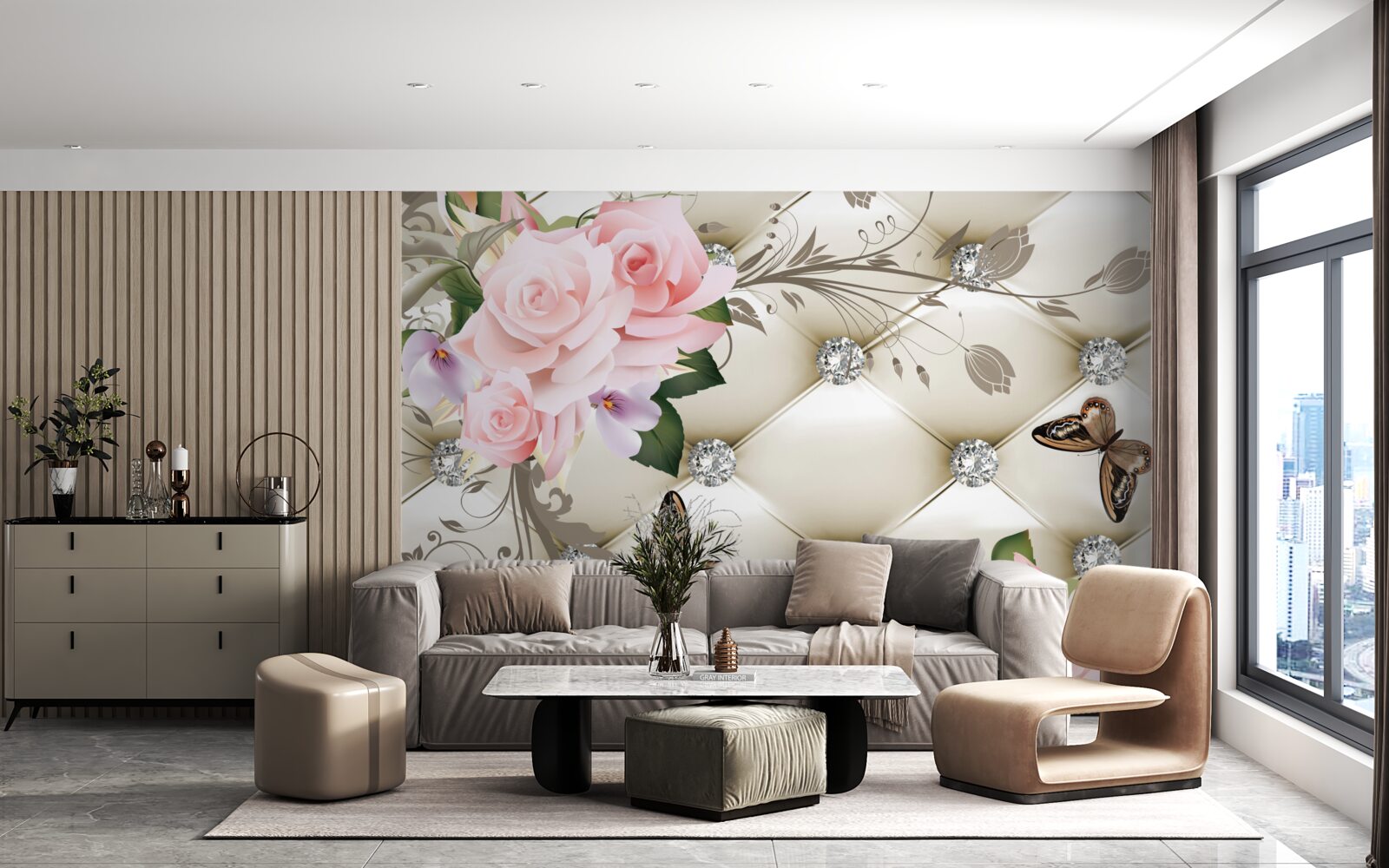 Фотошпалери квіткова текстура на білій тканині, прикрашена перлами