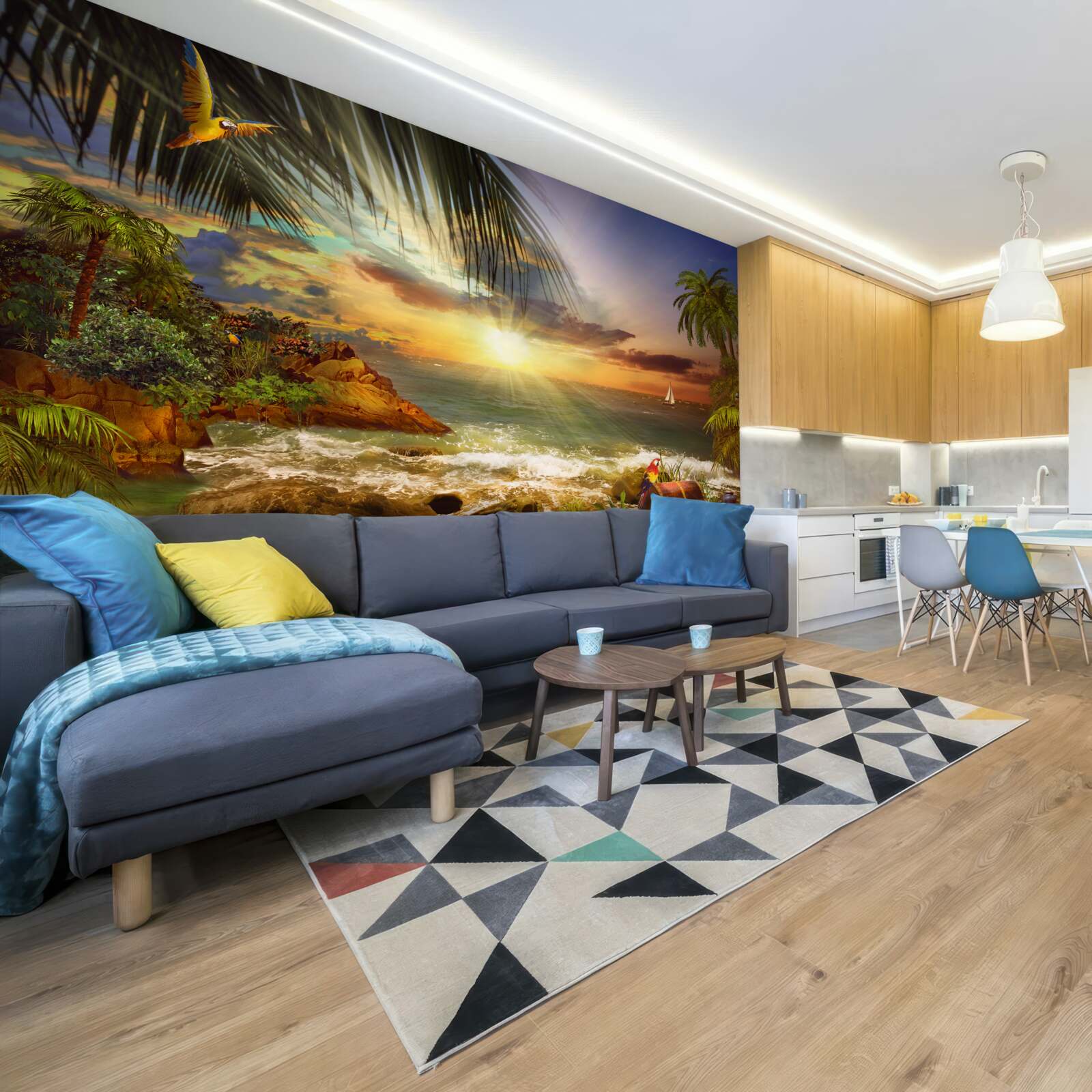 Фотошпалери захід сонця, який можна спостерігати з берега безлюдного острова