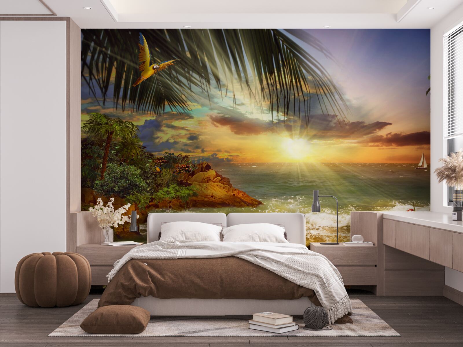 Фотошпалери захід сонця, який можна спостерігати з берега безлюдного острова