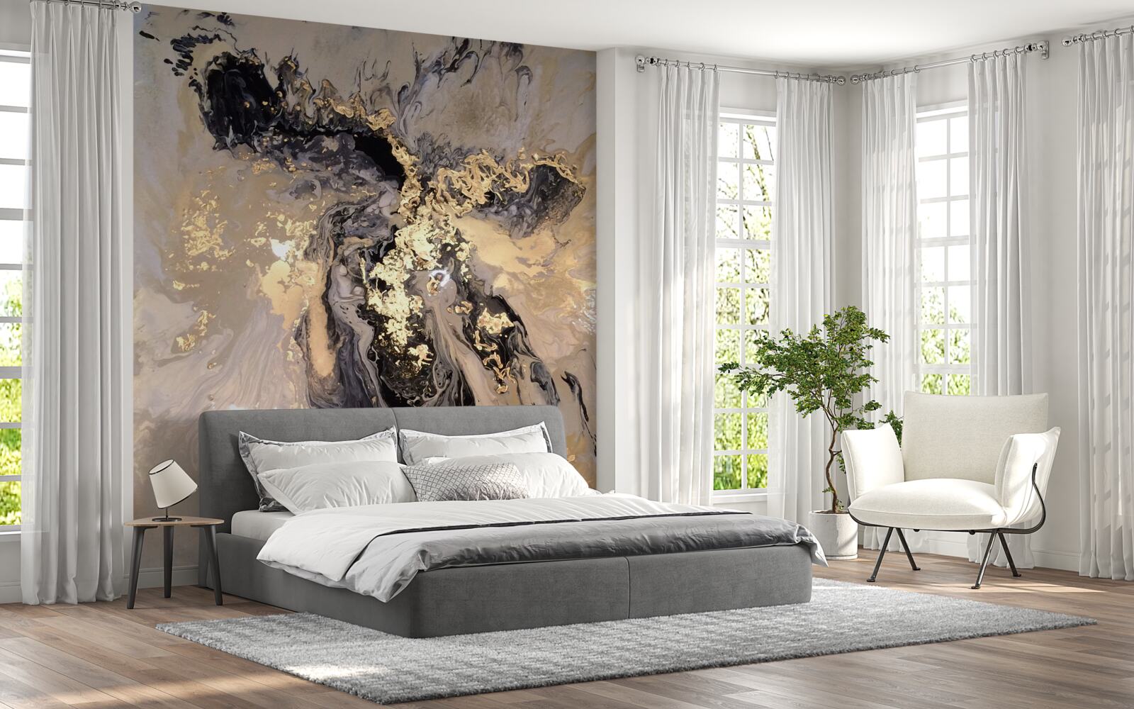 Фотошпалери дзеркальне відображення темних хмар на поверхні води