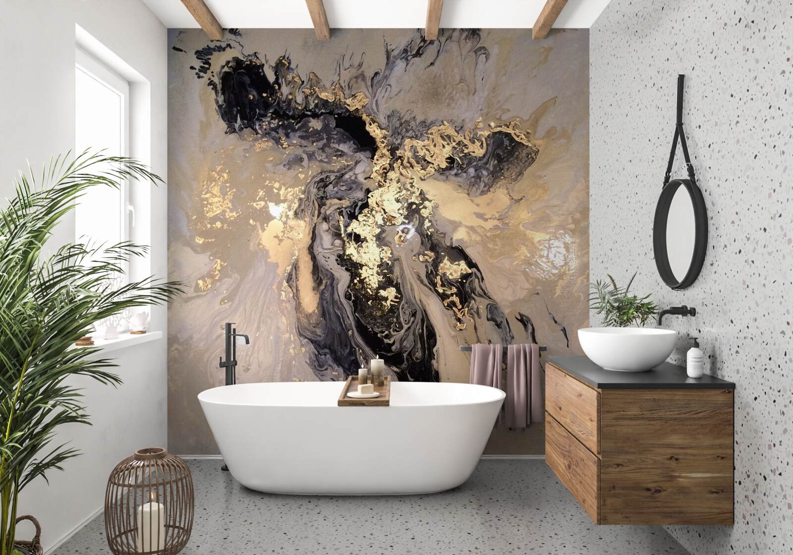 Фотошпалери дзеркальне відображення темних хмар на поверхні води