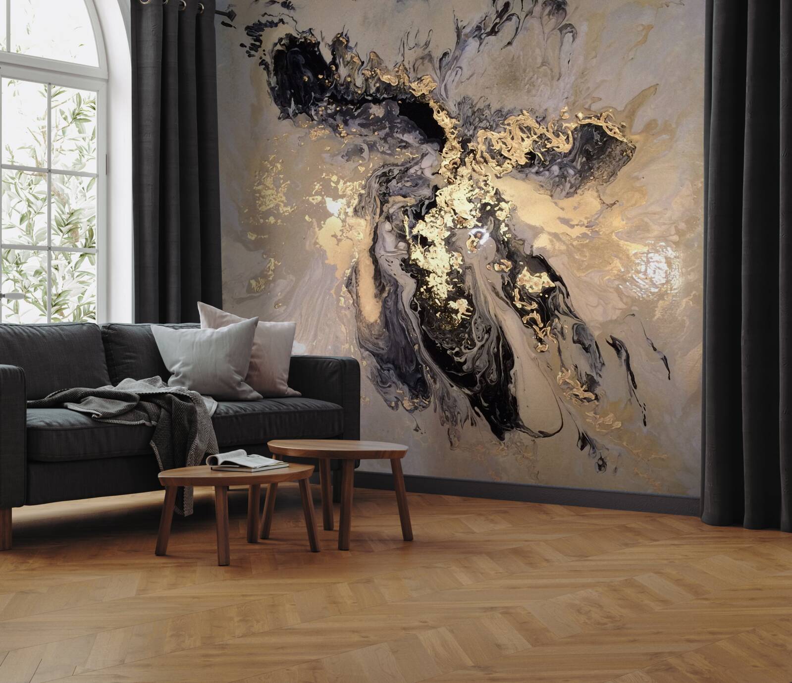 Фотошпалери дзеркальне відображення темних хмар на поверхні води