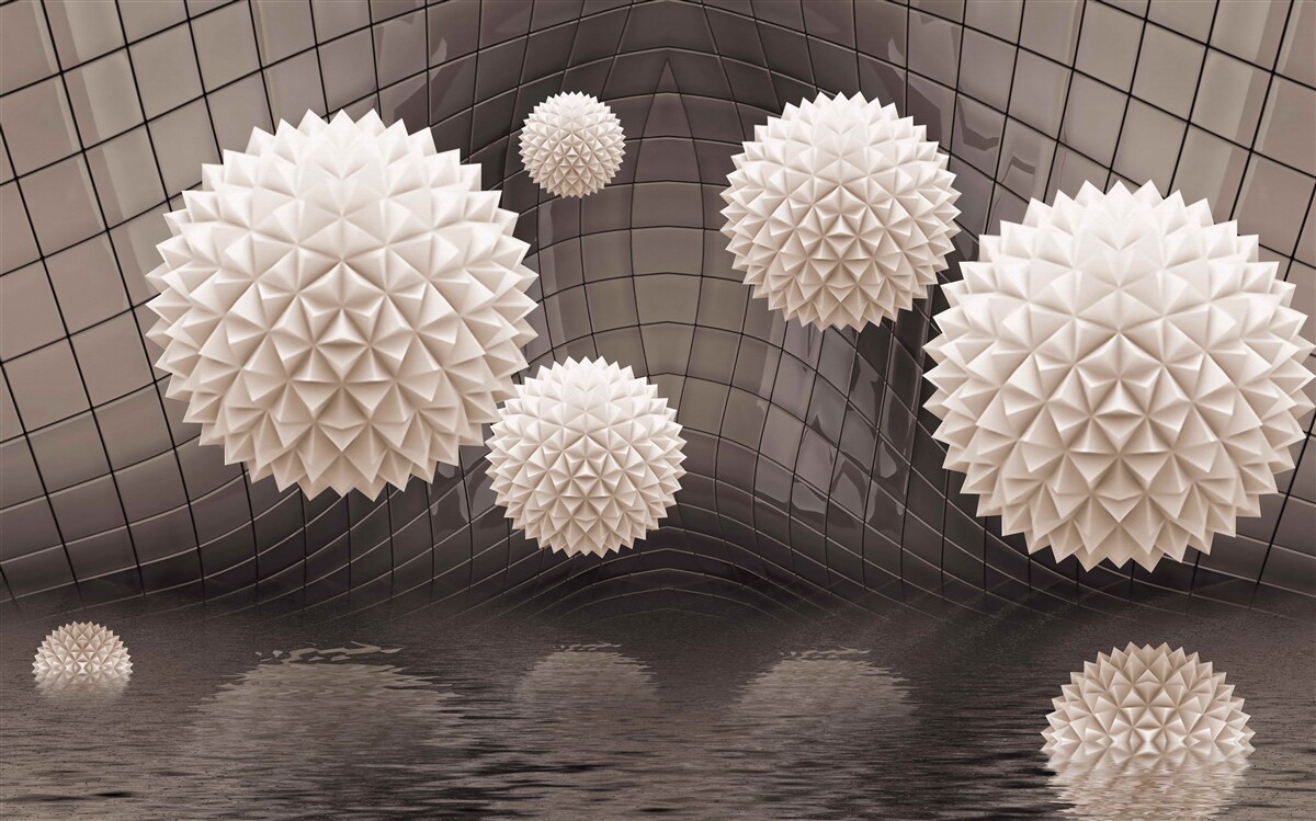 Фотошпалери гострі кульки, що плавають у повітрі, світло-рожевого кольору