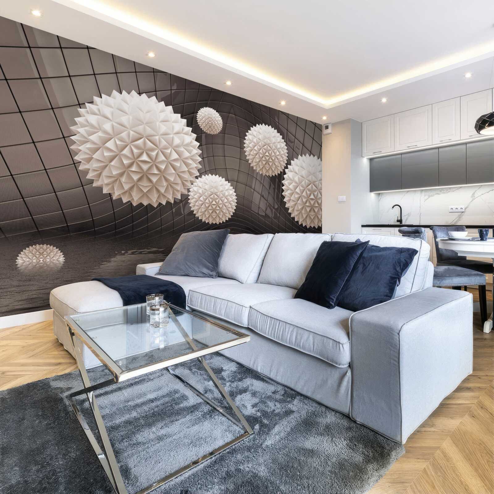 Фотошпалери гострі кульки, що плавають у повітрі, світло-рожевого кольору