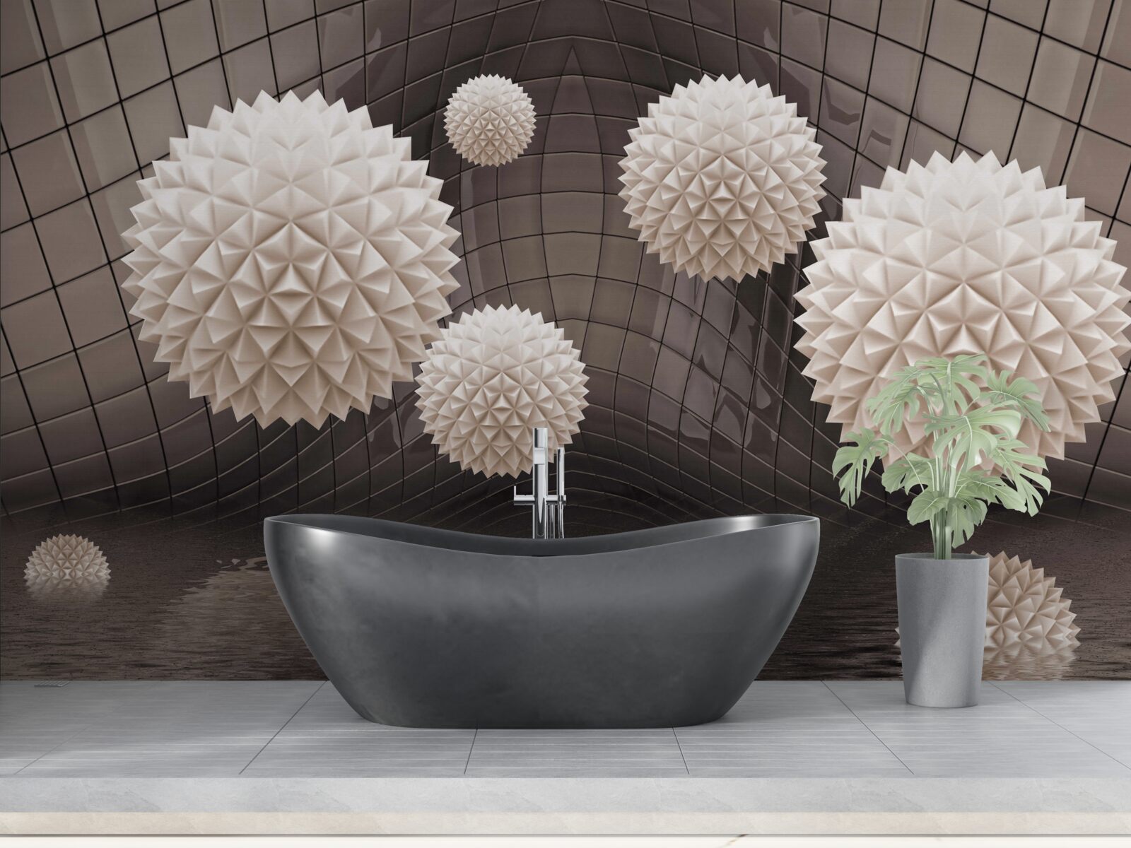 Фотошпалери гострі кульки, що плавають у повітрі, світло-рожевого кольору