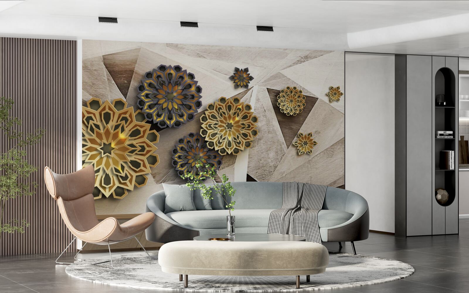 Фотошпалери об'ємні квіткові абстракції