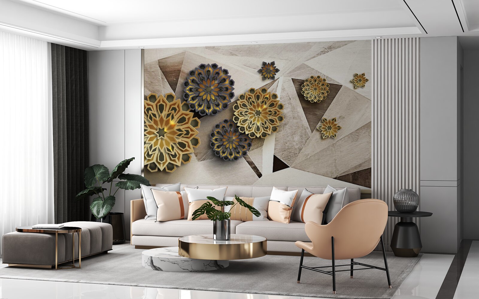 Фотошпалери об'ємні квіткові абстракції