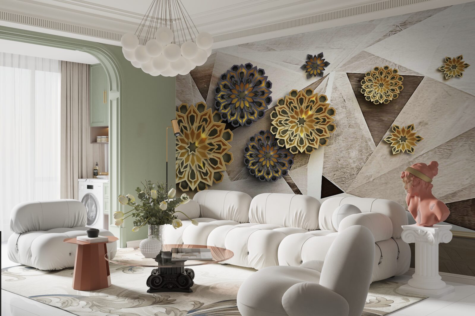 Фотошпалери об'ємні квіткові абстракції