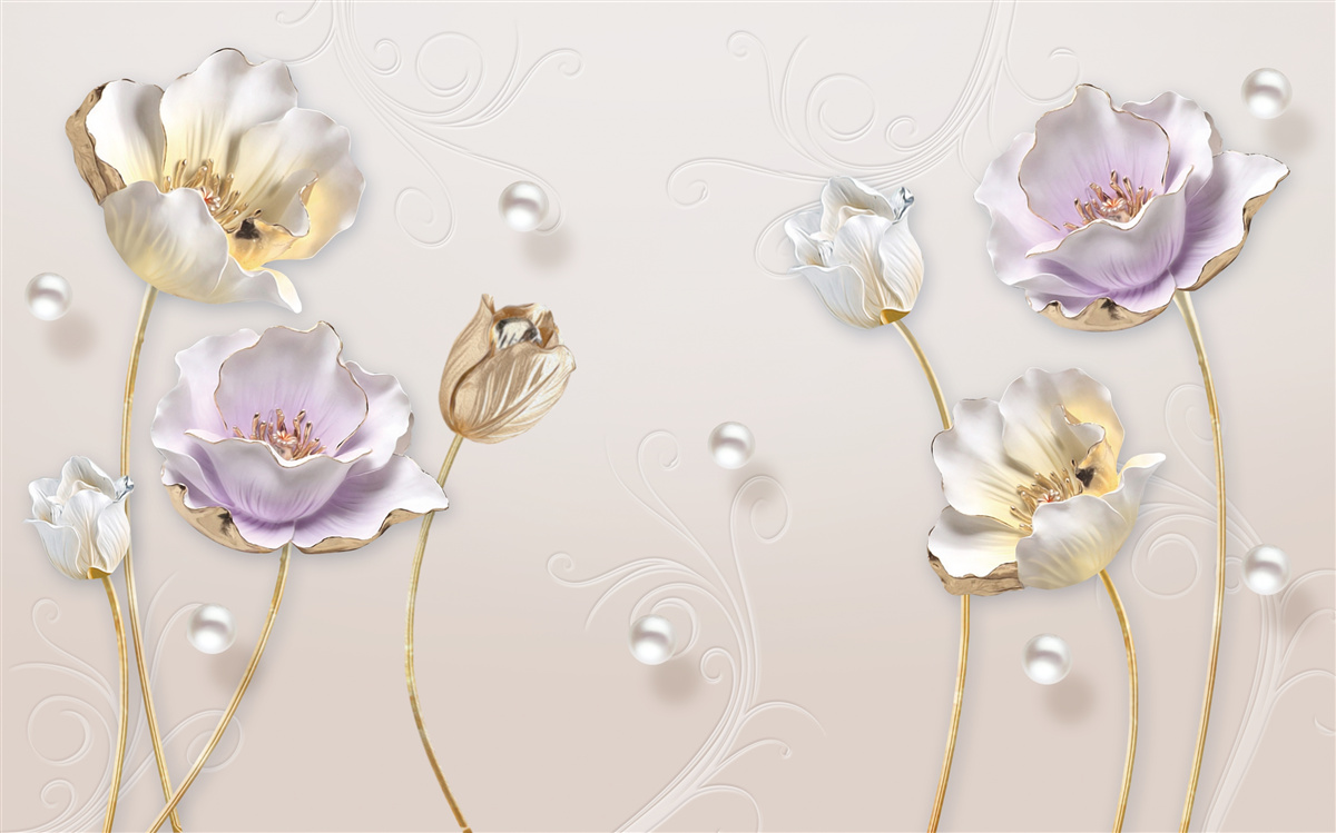 Фотошпалери елегантні перламутрові квіти