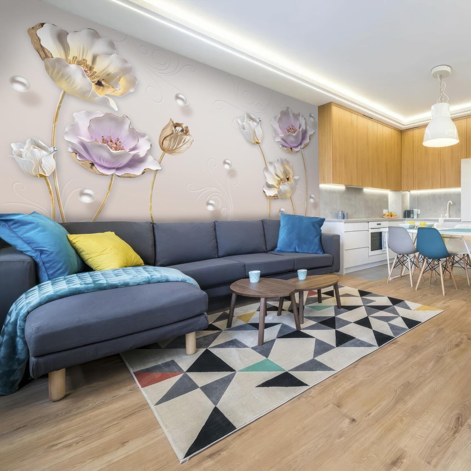 Фотошпалери елегантні перламутрові квіти