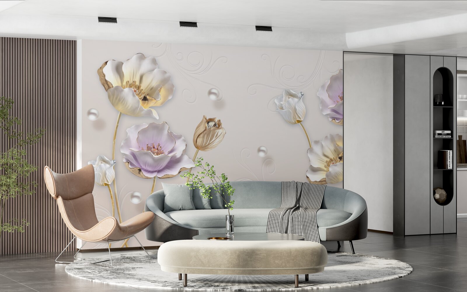 Фотошпалери елегантні перламутрові квіти