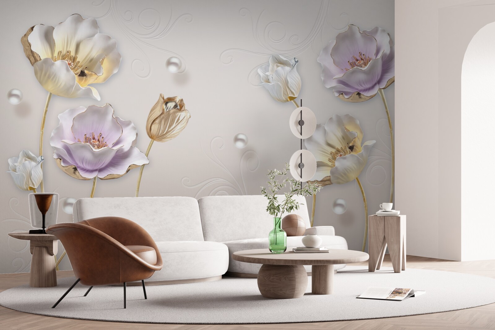 Фотошпалери елегантні перламутрові квіти