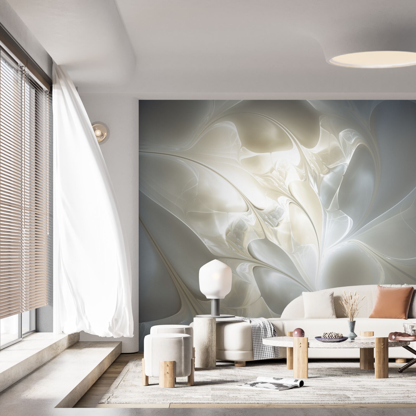 Фотошпалери промені світла крізь пелюстки квітів