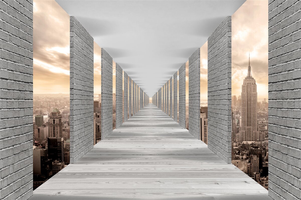 Фотошпалери тривимірний тунель, що зникає вдалині