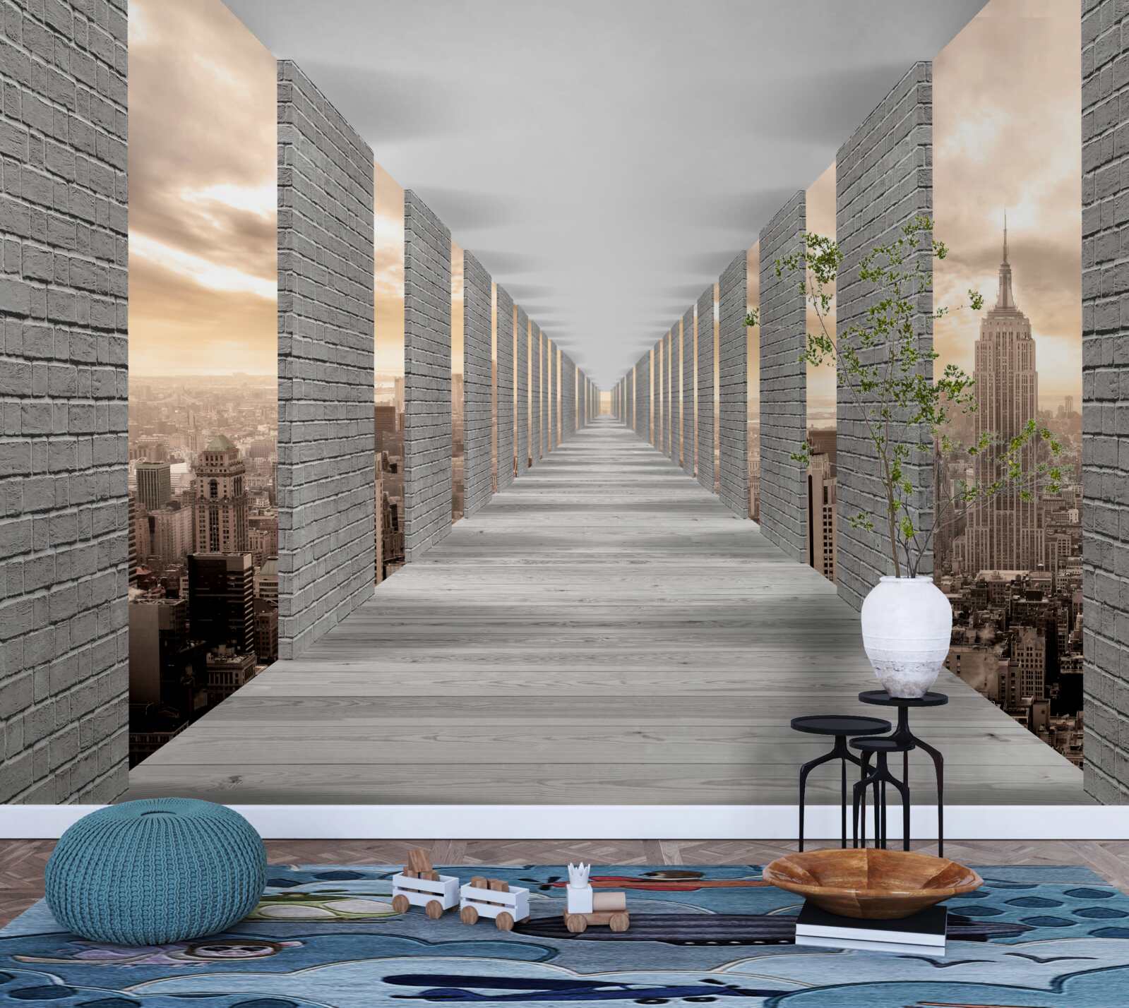 Фотошпалери тривимірний тунель, що зникає вдалині