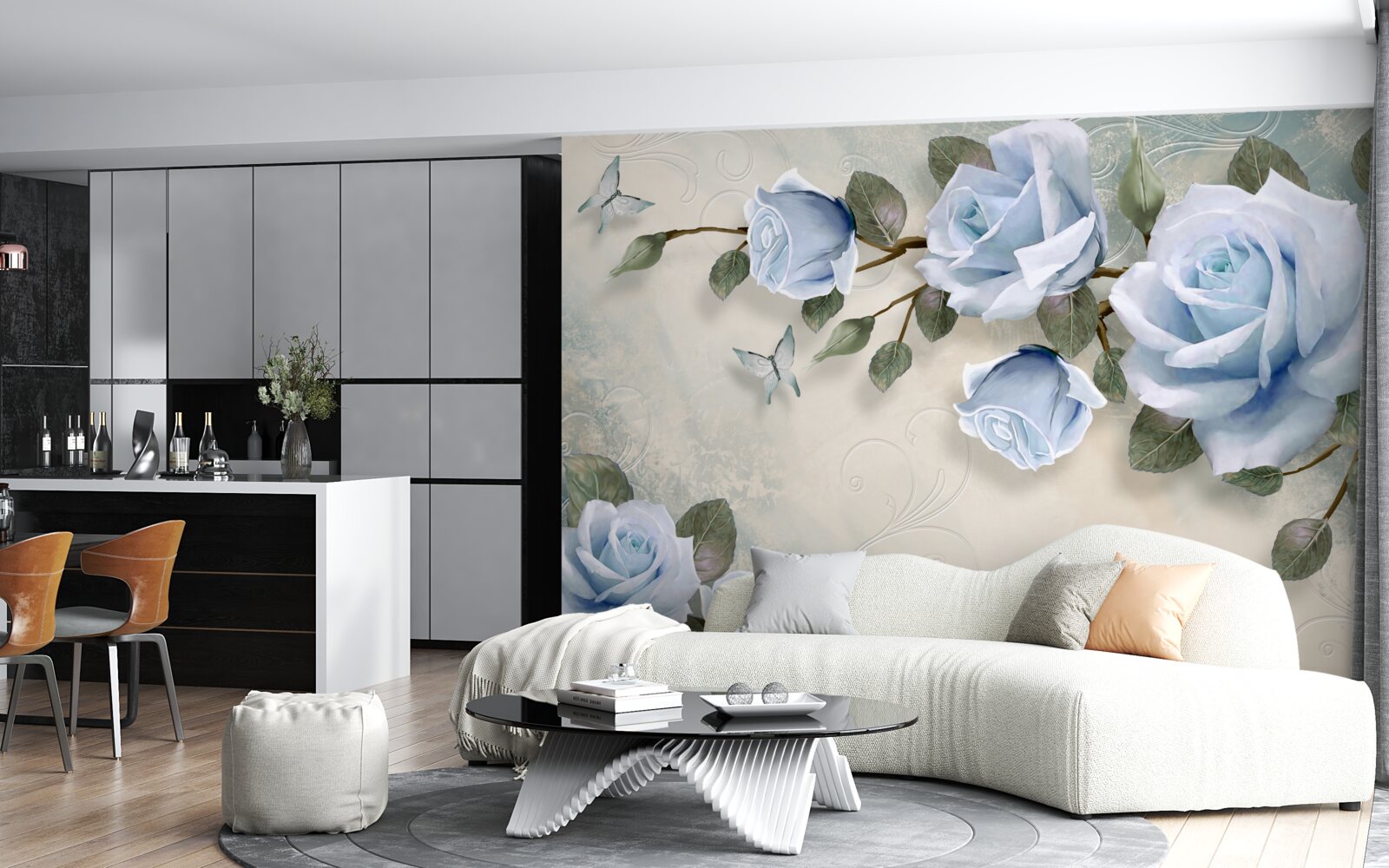 Фотошпалери витончені бутони яскравої троянди на стеблі