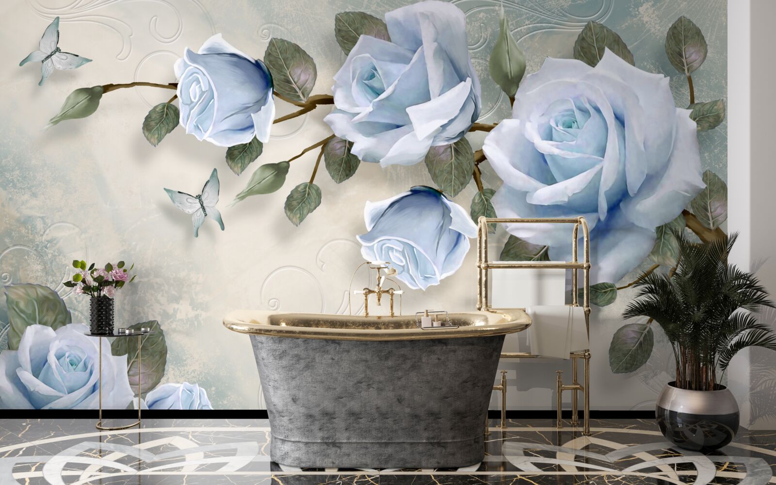 Фотошпалери витончені бутони яскравої троянди на стеблі