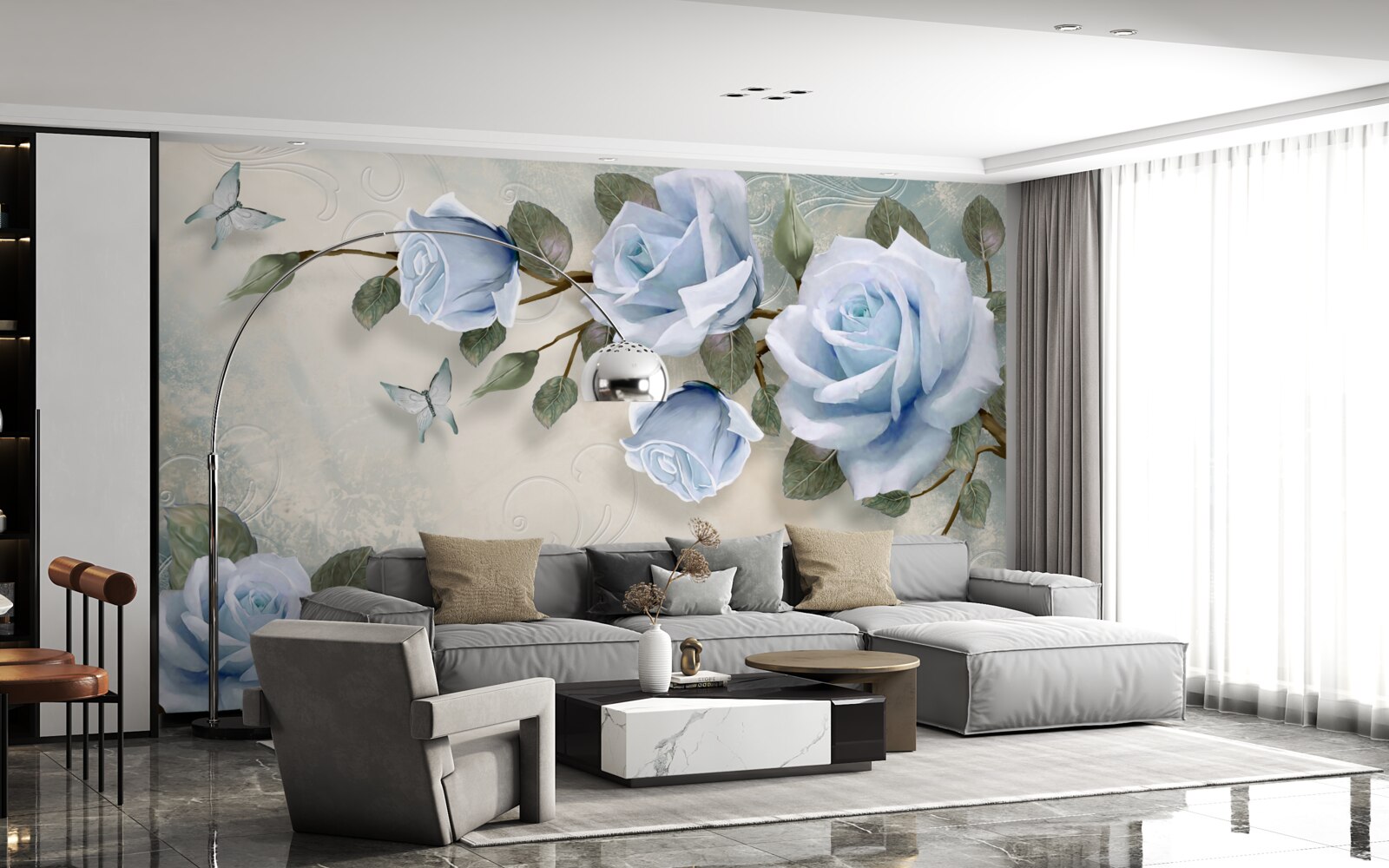 Фотошпалери витончені бутони яскравої троянди на стеблі