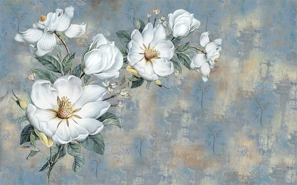 Фотошпалери білі бутони лілій лежать на поверхні води