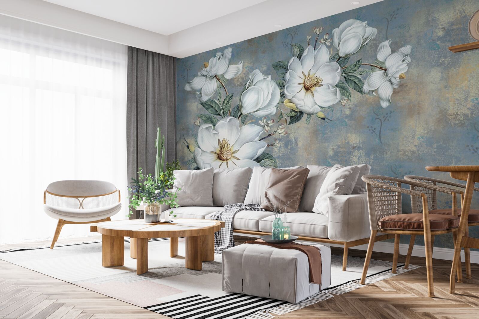 Фотошпалери білі бутони лілій лежать на поверхні води