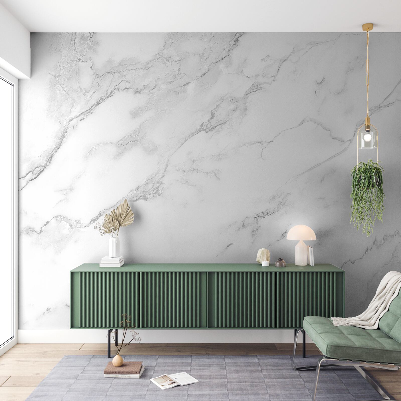 Фотошпалери білий мармур з візерунками