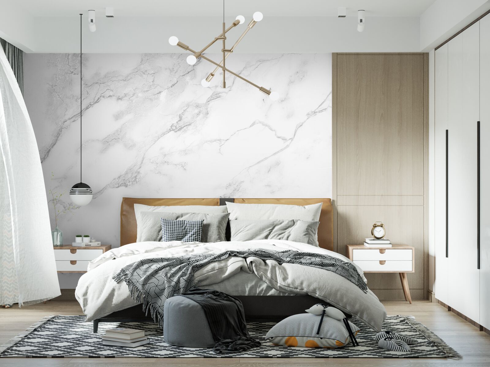 Фотошпалери білий мармур з візерунками