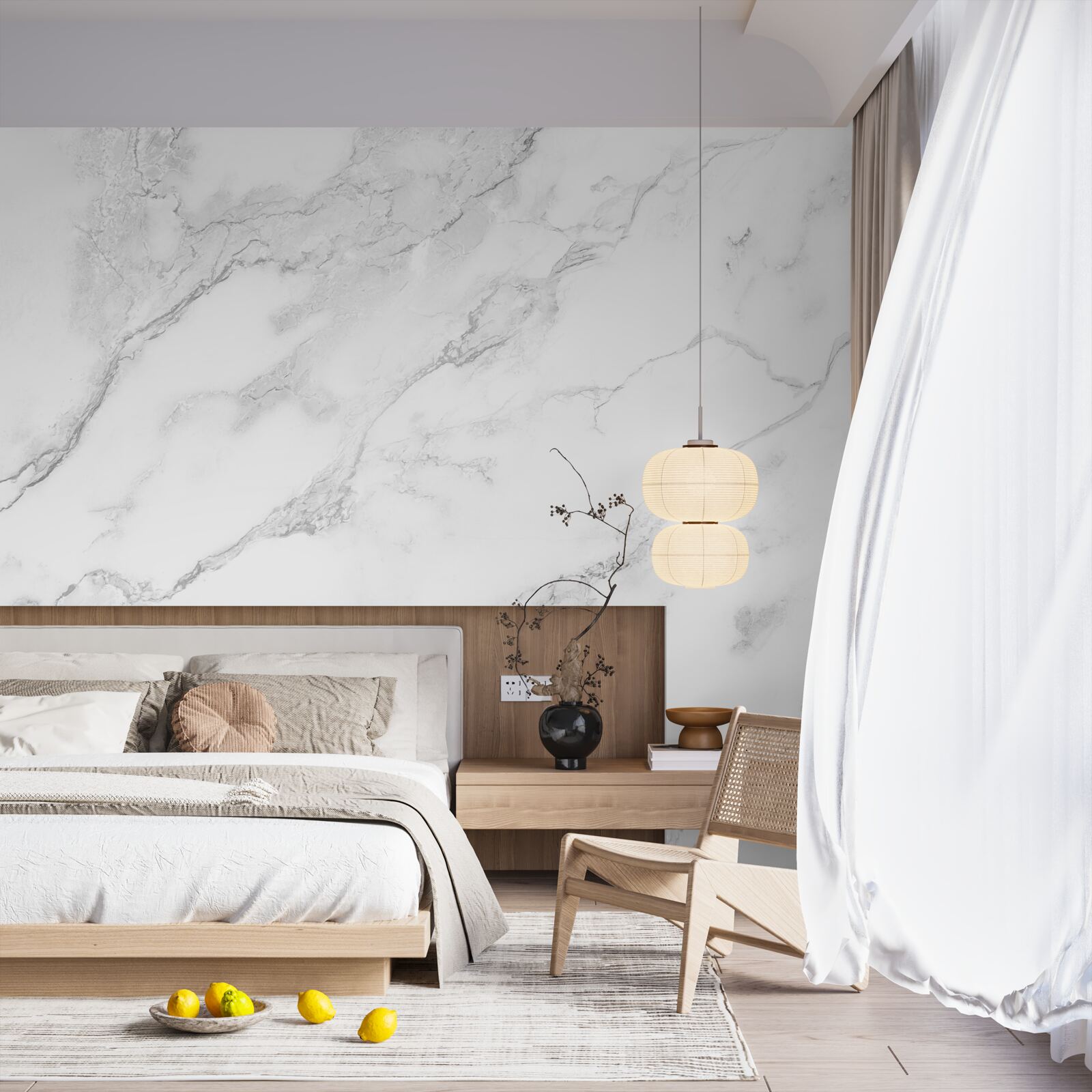 Фотошпалери білий мармур з візерунками