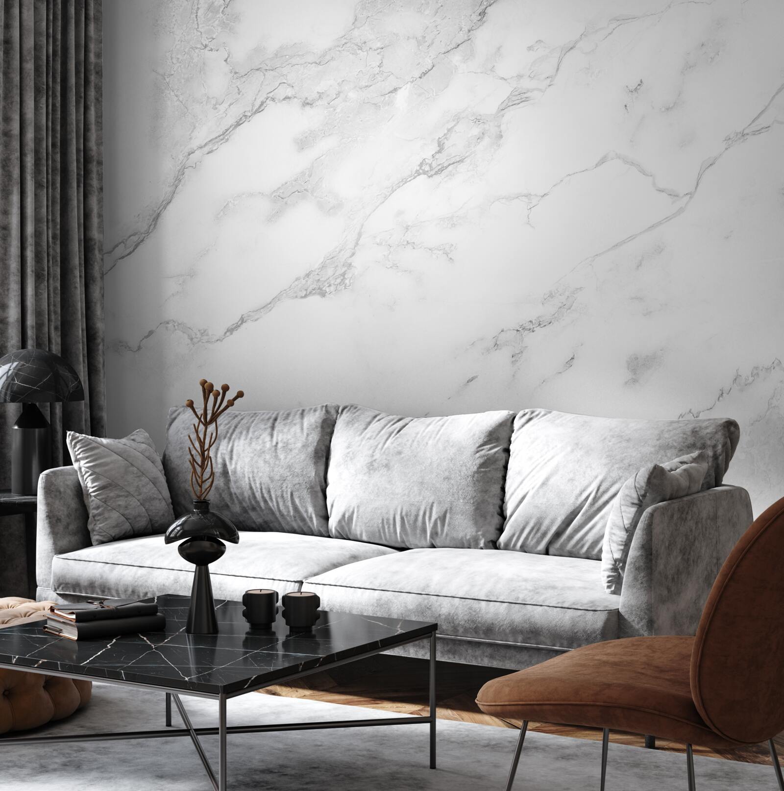 Фотошпалери білий мармур з візерунками