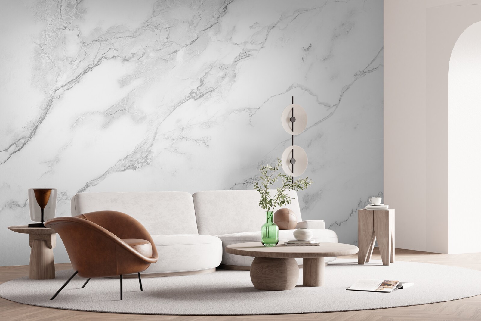 Фотошпалери білий мармур з візерунками