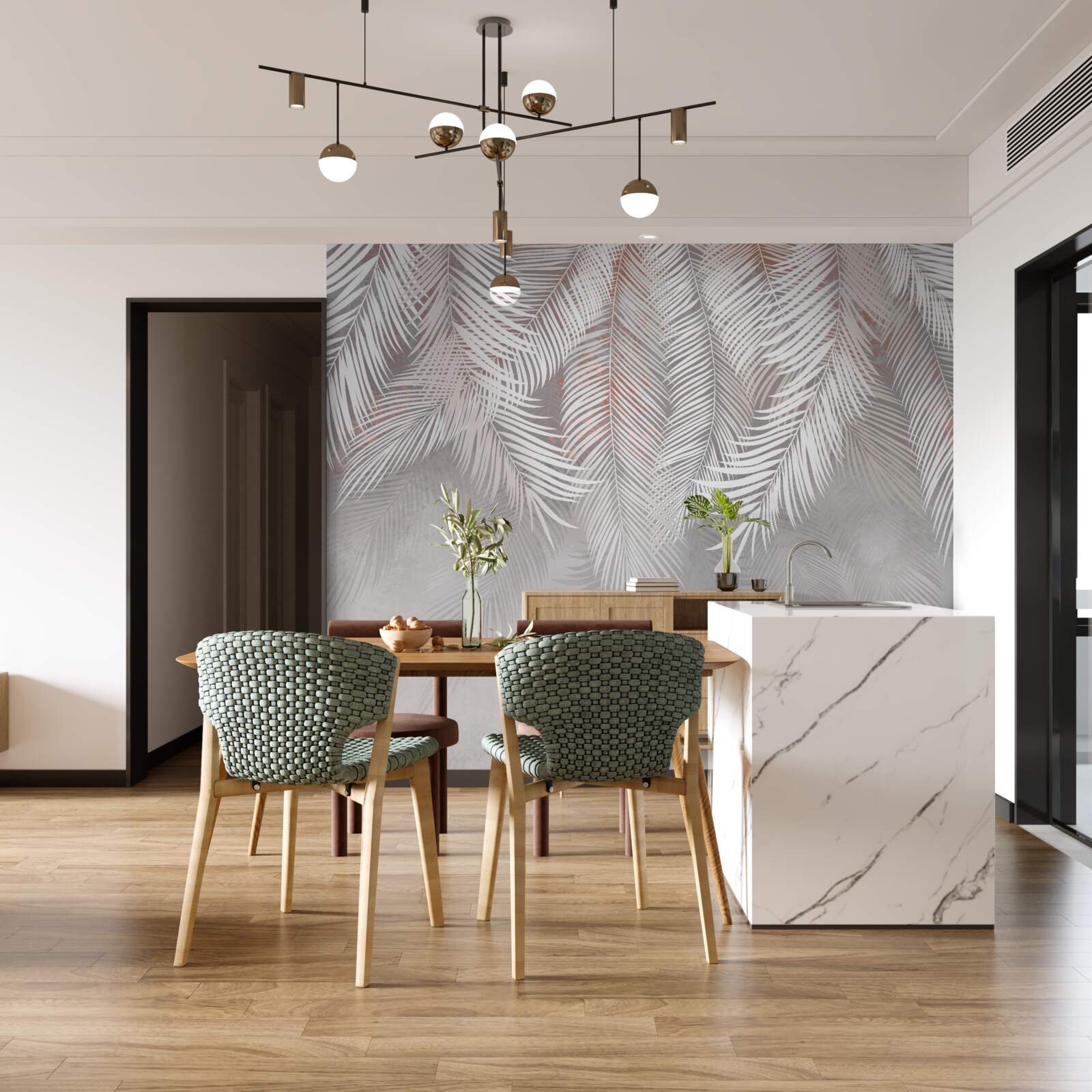 Фотошпалери світло-коричневий колір пальмових гілок