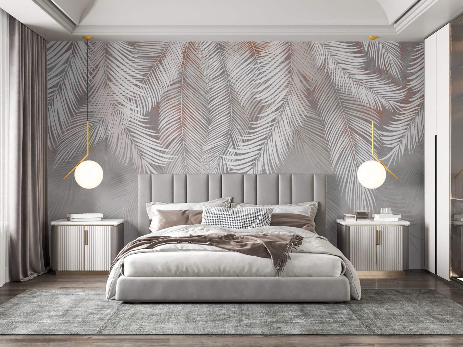 Фотошпалери світло-коричневий колір пальмових гілок