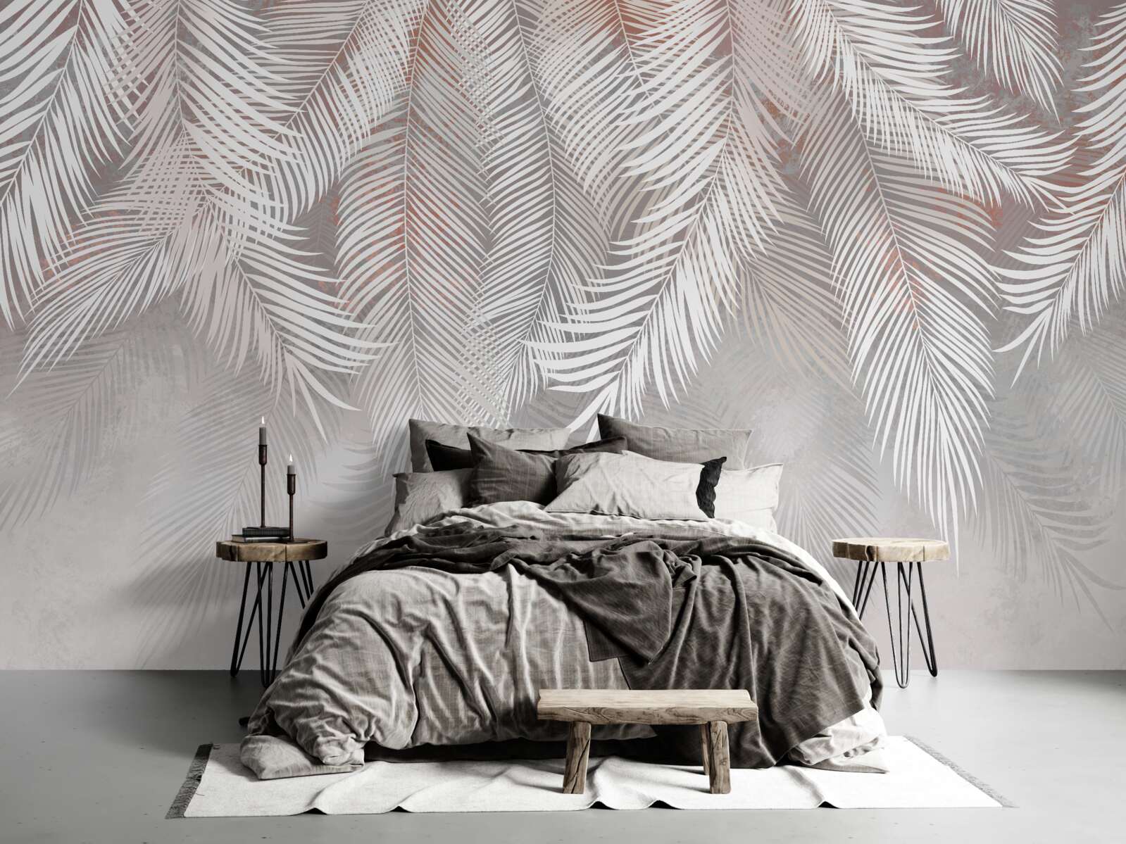 Фотошпалери світло-коричневий колір пальмових гілок