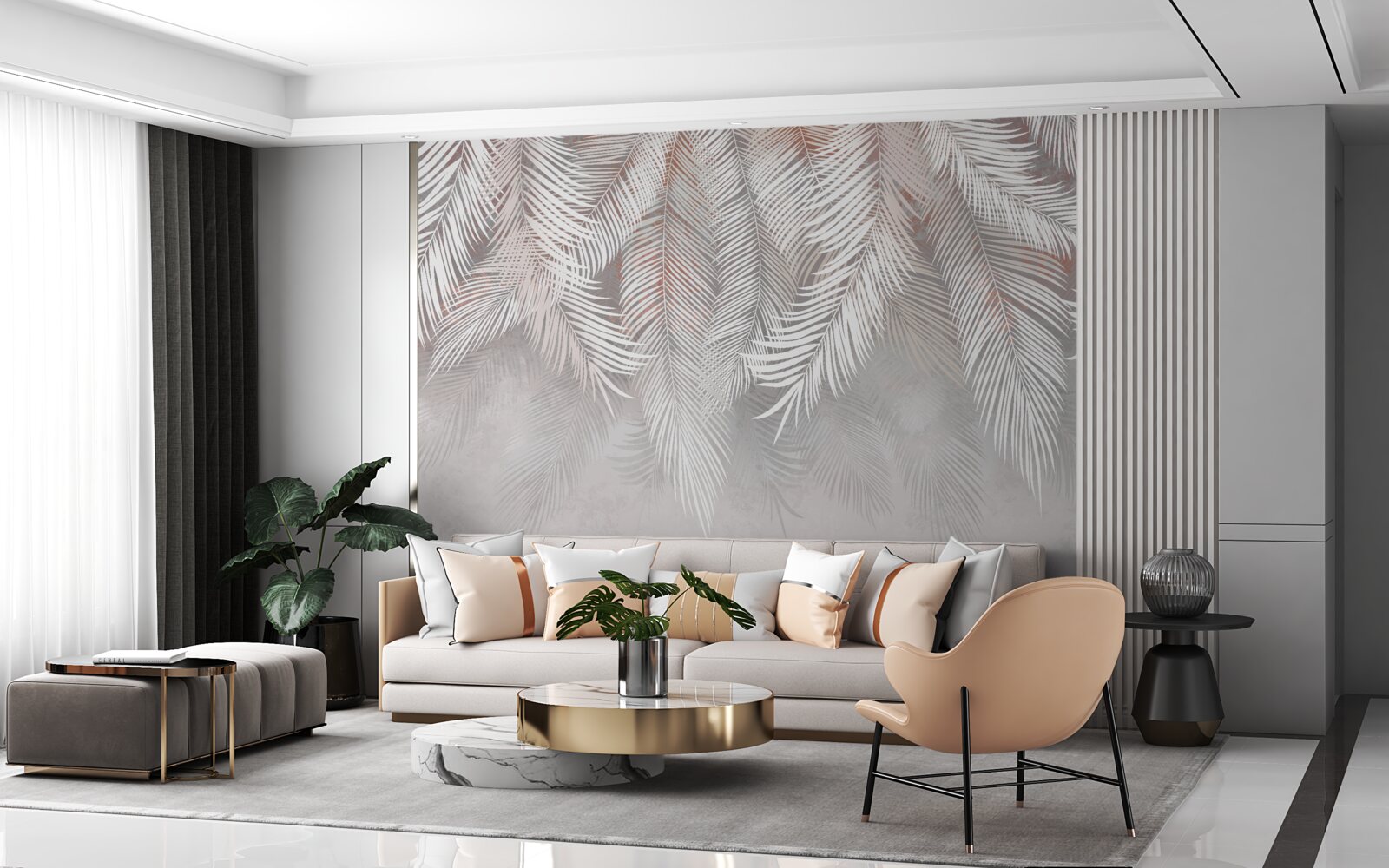 Фотошпалери світло-коричневий колір пальмових гілок