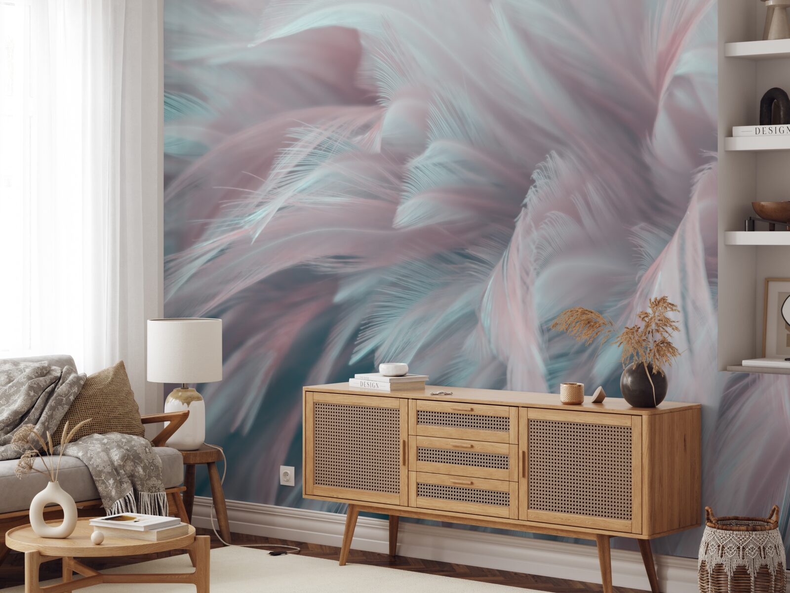 Фотошпалери м'яке рожеве пір'я