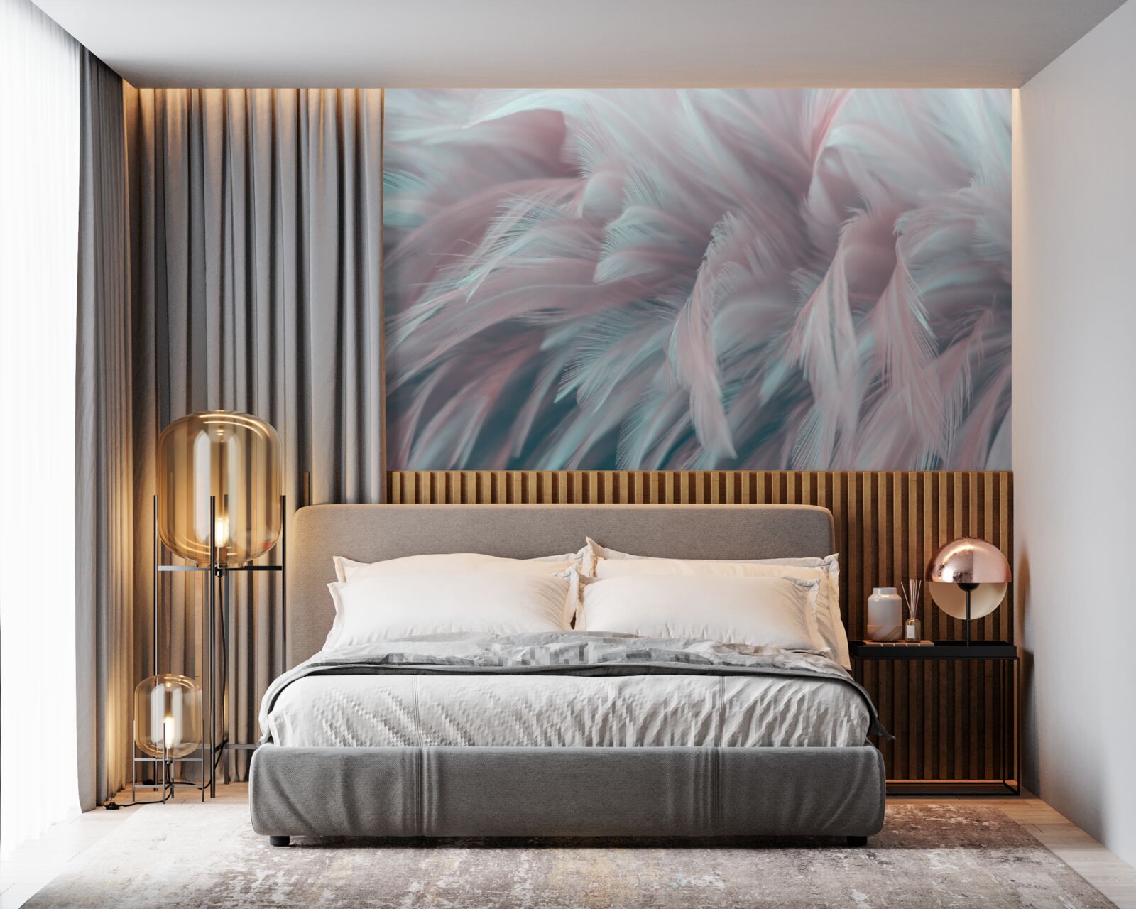 Фотошпалери м'яке рожеве пір'я