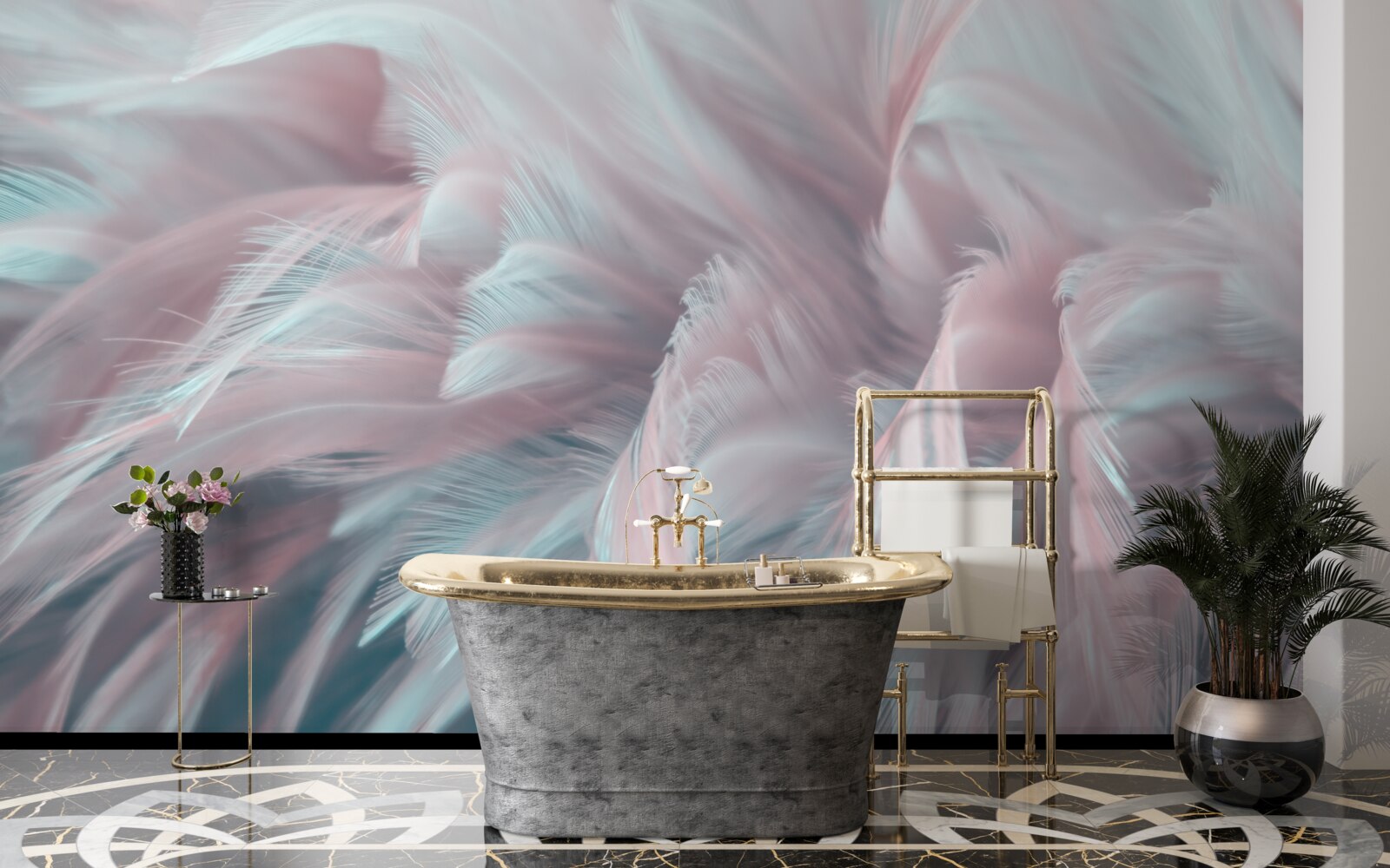 Фотошпалери м'яке рожеве пір'я