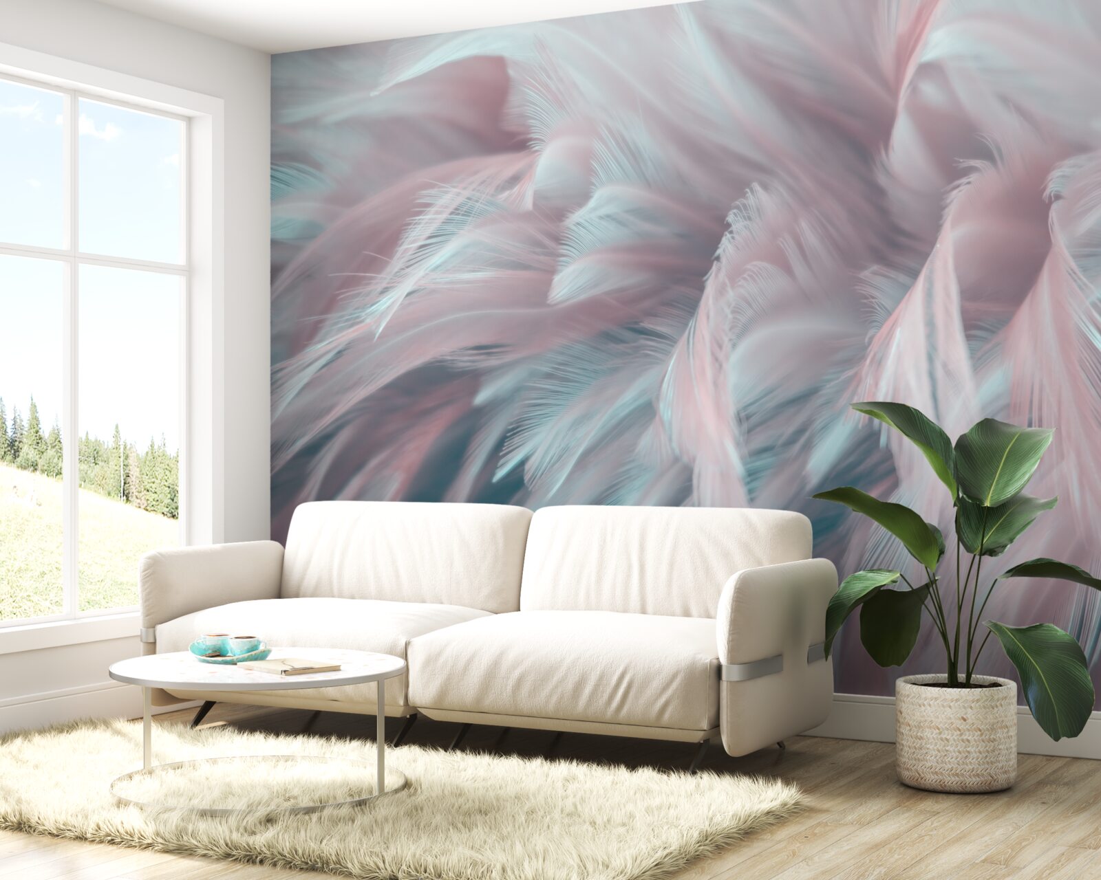 Фотошпалери м'яке рожеве пір'я